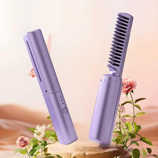 Cordless Mini Hair Straightener by Meneflix – Rechargeable Hot Comb for Travel