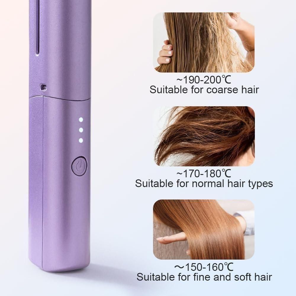 Cordless Mini Hair Straightener by Meneflix – Rechargeable Hot Comb for Travel