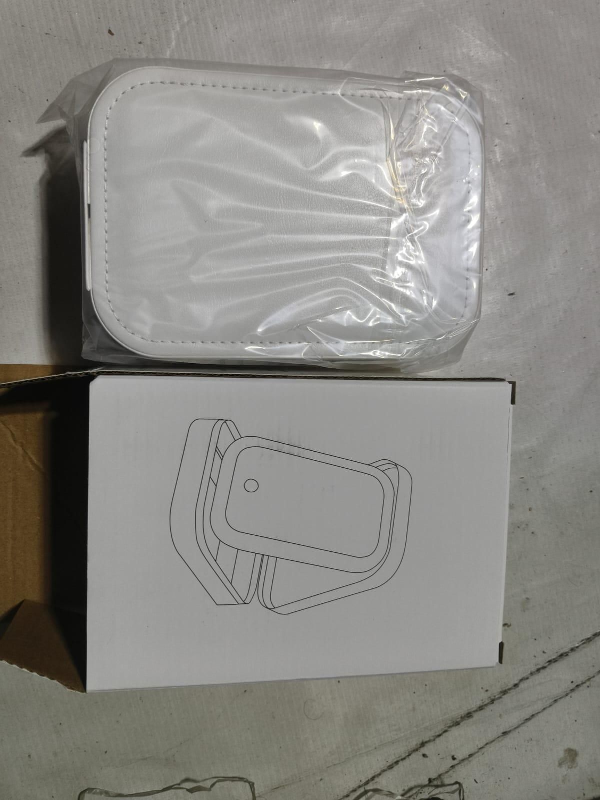 LED Lighted Makeup Mirror Jewelry Box – Portable 2-in-1 Travel Organizer with Adjustable Lighting, Cosmetic Storage & Rechargeable Battery – Compact Vanity Mirror for Women (White)